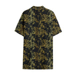 Gold And Black Japanese Bamboo Print Cotton Hawaiian Shirt