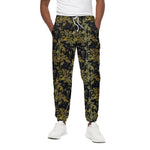 Gold And Black Japanese Bamboo Print Cotton Pants