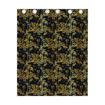 Gold And Black Japanese Bamboo Print Curtain