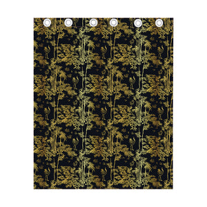 Gold And Black Japanese Bamboo Print Curtain