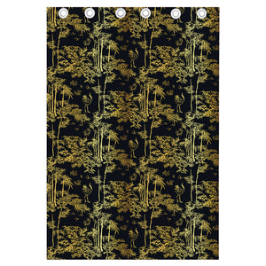 Gold And Black Japanese Bamboo Print Curtain