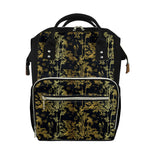 Gold And Black Japanese Bamboo Print Diaper Bag