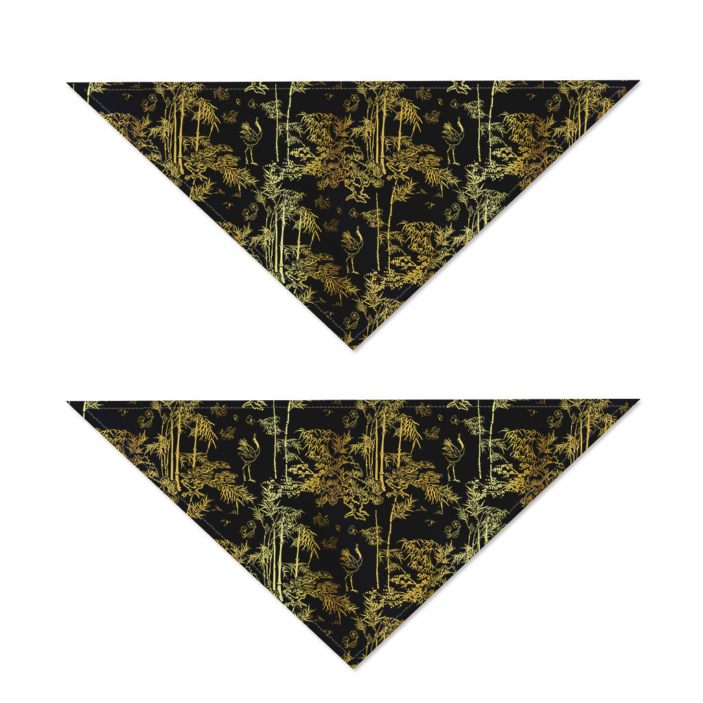 Gold And Black Japanese Bamboo Print Dog Bandana