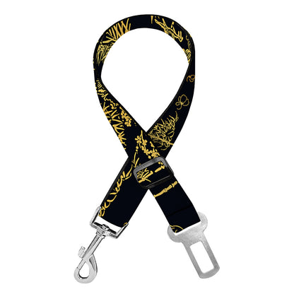 Gold And Black Japanese Bamboo Print Dog Seat Belt