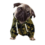 Gold And Black Japanese Bamboo Print Dog Zip Up Hoodie