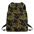 Gold And Black Japanese Bamboo Print Drawstring Backpack