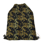 Gold And Black Japanese Bamboo Print Drawstring Bag