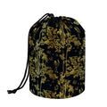 Gold And Black Japanese Bamboo Print Drawstring Makeup Bag