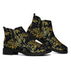 Gold And Black Japanese Bamboo Print Flat Ankle Boots