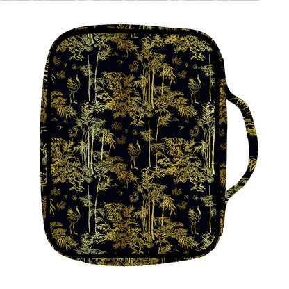 Gold And Black Japanese Bamboo Print Front Pocket Bible Bag