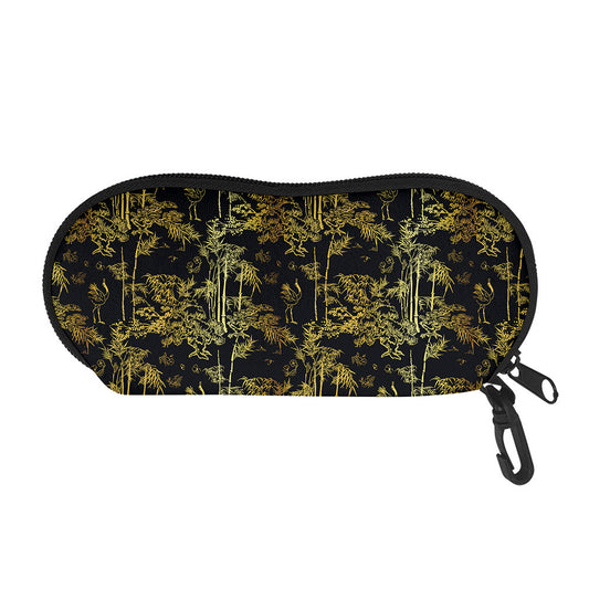 Gold And Black Japanese Bamboo Print Glasses Case