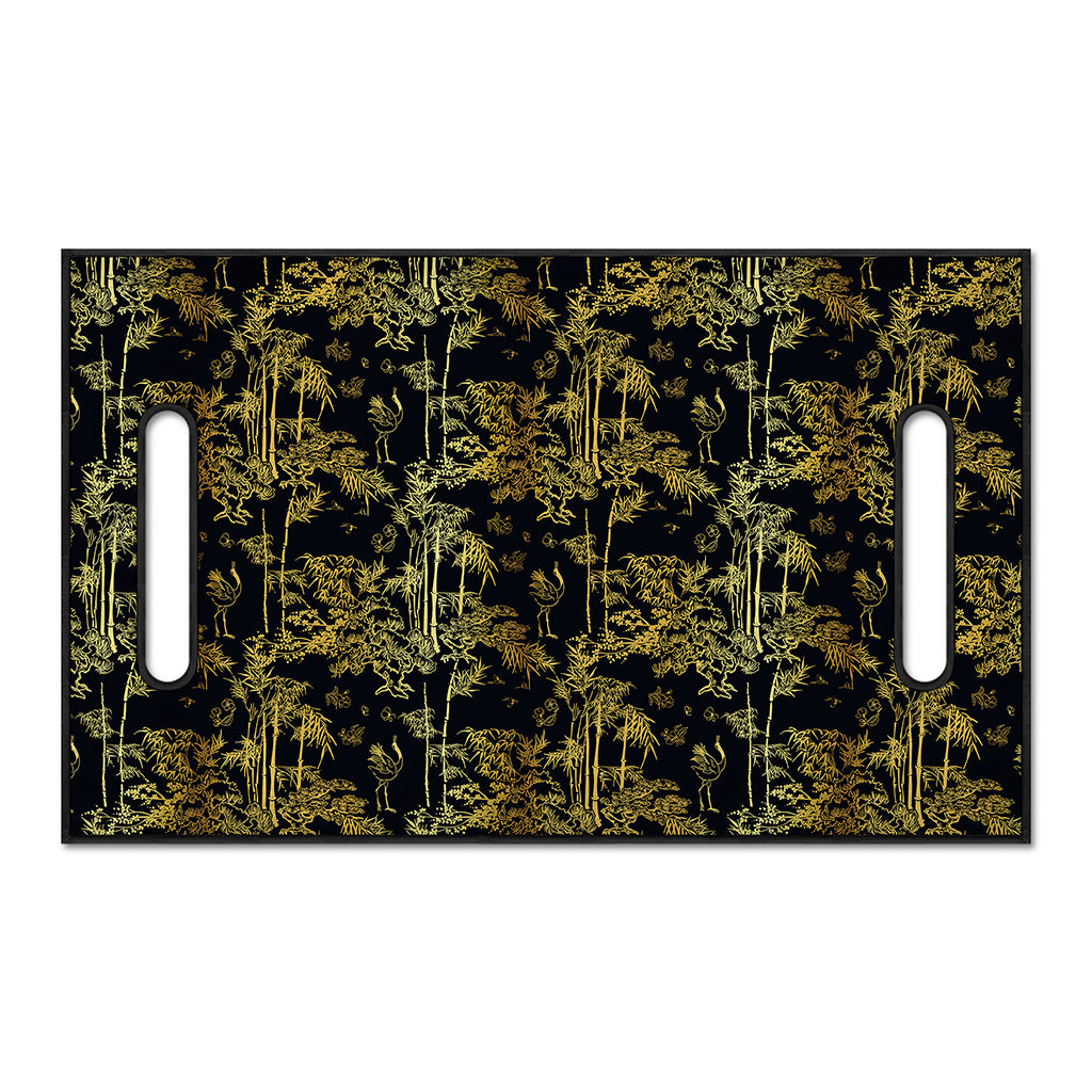 Gold And Black Japanese Bamboo Print Golf Cart Seat Cover