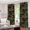 Gold And Black Japanese Bamboo Print Grommet Curtains