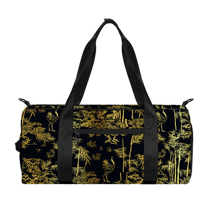 Gold And Black Japanese Bamboo Print Gym Bag