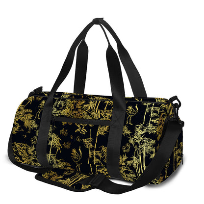 Gold And Black Japanese Bamboo Print Gym Bag