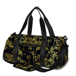 Gold And Black Japanese Bamboo Print Gym Bag