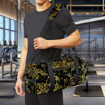Gold And Black Japanese Bamboo Print Gym Bag