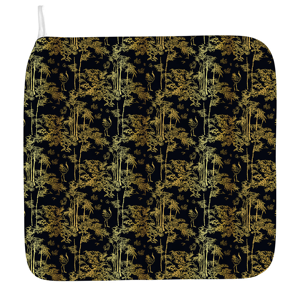 Gold And Black Japanese Bamboo Print Hand Towel