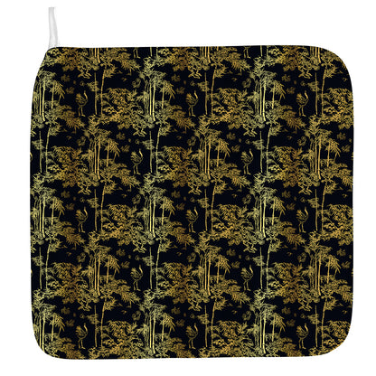 Gold And Black Japanese Bamboo Print Hand Towel