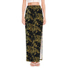 Gold And Black Japanese Bamboo Print High Slit Maxi Skirt