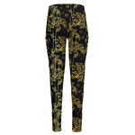 Gold And Black Japanese Bamboo Print High-Waisted Pocket Leggings