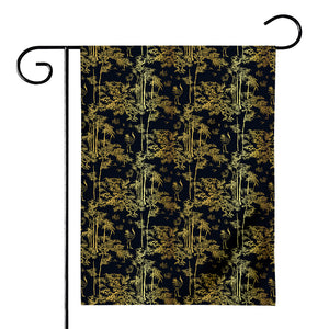 Gold And Black Japanese Bamboo Print House Flag