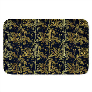 Gold And Black Japanese Bamboo Print Indoor Door Mat