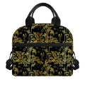 Gold And Black Japanese Bamboo Print Insulated Lunch Bag