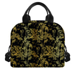 Gold And Black Japanese Bamboo Print Insulated Lunch Bag