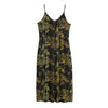 Gold And Black Japanese Bamboo Print Jersey Midi Cami Dress