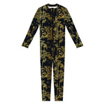 Gold And Black Japanese Bamboo Print Jumpsuit