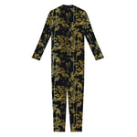 Gold And Black Japanese Bamboo Print Jumpsuit