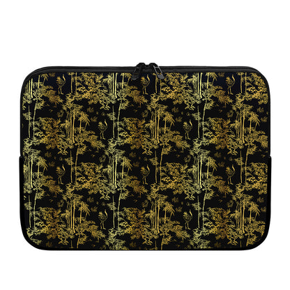 Gold And Black Japanese Bamboo Print Laptop Sleeve