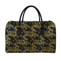 Gold And Black Japanese Bamboo Print Leather Duffel Bag