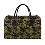 Gold And Black Japanese Bamboo Print Leather Duffle Bag