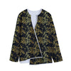 Gold And Black Japanese Bamboo Print Long Sleeve Short Coat