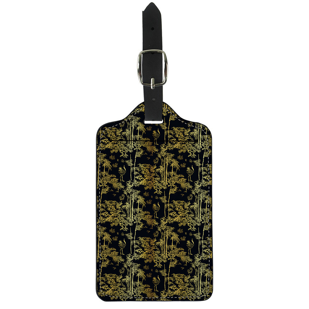 Gold And Black Japanese Bamboo Print Luggage Tag