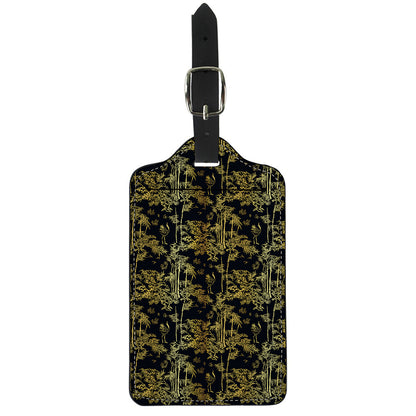 Gold And Black Japanese Bamboo Print Luggage Tag