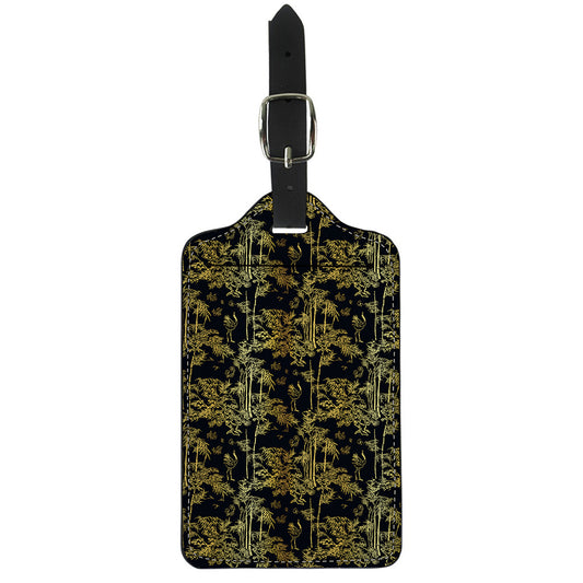 Gold And Black Japanese Bamboo Print Luggage Tag