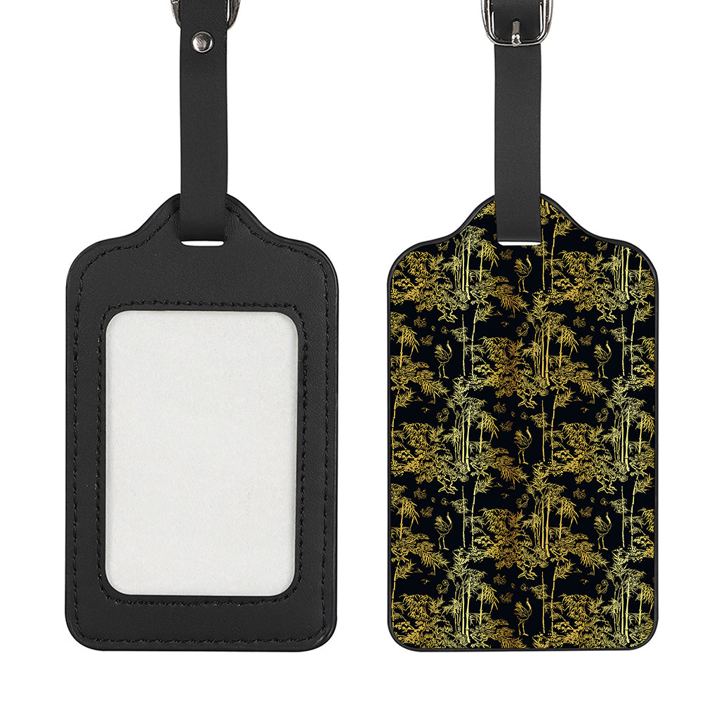 Gold And Black Japanese Bamboo Print Luggage Tag