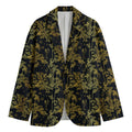 Gold And Black Japanese Bamboo Print Men's Blazer