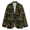 Gold And Black Japanese Bamboo Print Men's Blazer