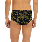Gold And Black Japanese Bamboo Print Men's Briefs