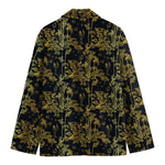 Gold And Black Japanese Bamboo Print Men's Cotton Blazer