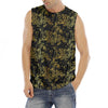 Gold And Black Japanese Bamboo Print Men's Fitness Tank Top