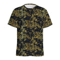 Gold And Black Japanese Bamboo Print Men's Athletic T-Shirt