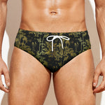 Gold And Black Japanese Bamboo Print Men's Swim Briefs