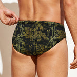 Gold And Black Japanese Bamboo Print Men's Swim Briefs