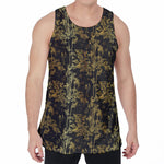 Gold And Black Japanese Bamboo Print Men's Velvet Tank Top
