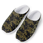 Gold And Black Japanese Bamboo Print Mesh Casual Shoes